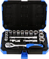 Expert 18 Piece Metric Socket Set | Ratchet Tool and Case | 3/8" Square Drive | HI-TORQ MM/AF Sockets | DIY Home Professional and Car Kit |Hand Tools | 16359