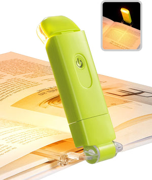 Book Reading Light, Amber Clip On LED with 2 Adjustable Brightness for Eye Protection, Rechargeable USB, Christmas Gifts for Bookworms, Kids(Green)