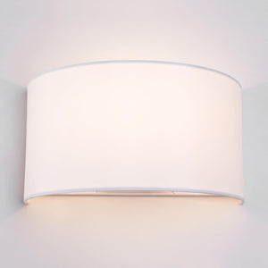 Wall Light with Switch, E27 ES Wall Wash Reading Lamp with White Semi-Circle Fabric Shade, Bedside Wall Sconce for Bedroom, Living Room, Hallway, Hotel