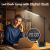 Led Desk Lamp with Plug Eye Caring 700lm 4in1 Table Lamp with USB*Type-C Charging Port, Clock&Pen Holde,5Light Modes*14Brightness Dimmable Bedside Lamp,Led Desk Lamps Office Desk Accessories