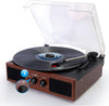 Vinyl Record Player, Belt-Driven 3-Speed Turntable, Bluetooth Speaker with Input & Output Function, Supports AUX-in, RCA Output, Headphone Jack