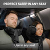 JPillow Travel Pillow for Airplanes - British Invention of The Year - Upgraded with Patented Anti-Slip Scarf - Unique Chin Support - Neck Pillow for Travel - Flight Pillow - Black/Silver