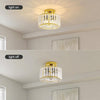 Gold Ceiling Light Fixture - Easric Industrial Crystal Semi Flush Mount Ceiling Lighting Modern LED Crystal Chandeliers Fitting for Hallway Living Room Dining Room Kitchen