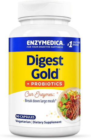 - Digest Gold +Probiotics (90 Capsules) | Digestive Enzyme Supplement | Digestive Enzyme Blend with Probiotics & ATPro, Nutrient Supplement, Gut Health Supplement, Easy Digest, Vegetarian