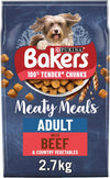 Meaty Meals Adult Dry Dog Food Beef 2.7kg, Pack of 4