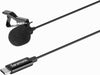 Lavalier Microphone with USB-C for Mobile Devices and Computers with 6.6-foot (2m) Cable &Right-Angle USB-C Adapter (LavMicro U3A)