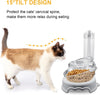 Cat Bowls with Stand Tilted 15° Detachable 3 in 1 Cat Food Bowls Cat Water and Food Bowls Anti-Spill and Adjustable Cat Feeding Bowl Pet Bowl for Cats and Dogs