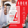 ADEK Vitamin A D3 2000IU K2 (MK-7) 75mcg UK Made & Vegetarian Supplement for Strong Bones, Teeth, Skin, Nails Immune System Antioxidant 200 Tablets