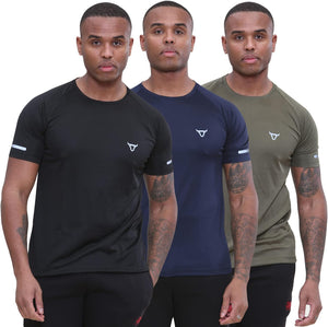 Pack of 3 Mens Workout Short Sleeve T-Shirts Athletic Fit Fast Drying Moisture Wicking Sports Style T-Shirts