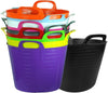 40L 40 Litre Large Robust Flexi Tubs - Set of 3 - Mixed Assorted Colours Randomly Picked - Multi Purpose Flexible Rubber Storage Container Buckets