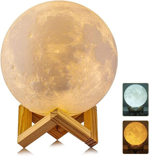 3D Printed Moon Lamp, 15cm Dimmable LED Night Light with 2 Colors, Remote and Touch Control Mood Lamp for Bedroom, Kids Room Cafe Bar Dining Room