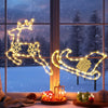 Christmas Window Lights Reindeer and Sleigh Christmas Hanging Lights Battery Operated with Timer 8 Modes Warm White Fairy Light for Window Wall Bedroom Home Party Xmas Decoration