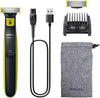 OneBlade Face, Authentic Hybrid Electric Beard Trimmer & Shaver. Incl. 1x Original Blade, 1 x Extra Original Blade (8 Month Supply), 5-in-1 Adjustable Comb, 1x Soft Pouch, Model QP2724/30