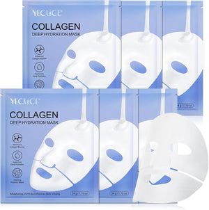 Bio Collagen Face Mask, Intense Hydration, Soothing & Hydrating Overnight Hydrogel Mask, Reduce Fine Lines & Wrinkles, Pore Minimizing, Elasticity Improvement, Anti Aging and Rejuvinating Sheets 12pcs