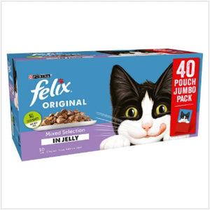 Felix Mixed Selection In Jelly Wet Cat Food 100g x 40 Pouches, 1