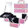 Vanity Case Makeup Storage Box with Mirror Beauty Storage Box Travel Makeup Case Portable Cosmetic Train Case Make Up Organiser Lockable with Keys for Girls Women, Dazzle Pink