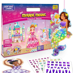 Mirror Mosaic Princess & Unicorn Gifts for Girls | 950+ Foil Stickers, Mosaic Craft Kits for Kids | Travel Toys, Arts and Crafts for Kids | Christmas Gifts for 4 Year Old Girl