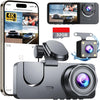 Dash Cam Front and Rear 4K Full HD, Dash Camera Included 32GB SD Card, 3 Channel Dash Camera for Cars, Dashcam with Night Vision, G-Sensor, 24H Parking Mode, 170°Wide Angle, Loop Recording