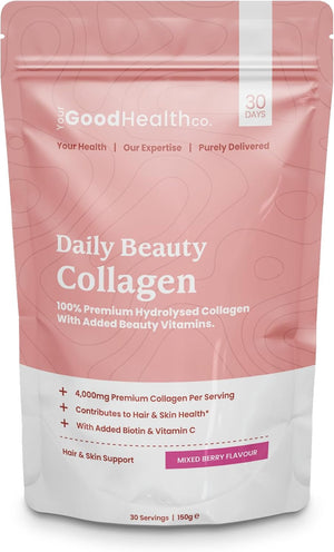 – Your Beauty Premium Collagen Powder, Mixed Berry | 150g | 4,000mg Bovine Peptides | Vitamin C, Biotin – Supports Hair, Skin and Nails | 30 Day Supply