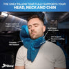 JPillow Travel Pillow for Airplanes - British Invention of The Year - Upgraded with Patented Anti-Slip Scarf - Unique Chin Support - Neck Pillow for Travel - Flight Pillow - Blue