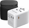 Worldwide Travel Adapter with USB C PD 30W Fast Charging, (3 USB C 2 USB-A) Universal Socket Dual 10A Fuses Surge Protection All In One International Adapter - EU UK US AU Plugs