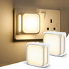 Night Light Plug in Wall, with Dusk to Dawn Photocell Sensor, 3000K Warm White, Brightness Adjustable, 1W LED Night Light for Kids, Bedroom, Hallway, Stairs, 2 Pack