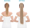 17" Clip in Hair Extensions Wrap around Ponytail Long Curly Wavy Hairpiece (17 inches, Sandy Blonde & Bleach Blonde)