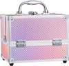 Makeup Case 4 Trays Cosmetic Box Lockable Beauty Vanity Organiser Holder Box for Gifts (Pink)