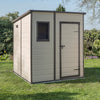 "Ultimate Outdoor Storage Solution:  Manor Garden Shed - 6ft x 6ft, Beige Brown Wood Effect, Fade-Free, All-Weather Resistant, Secure & Maintenance-Free, 15-Year Warranty Included!"