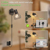 Plug in Wall Lights for Bedroom - Wall Light Plug in Wall Lamp with Switch and Cable - Wall Lighting Fixtures Rotatable Wall Sconce Lights E14 - Black Wall Light for Living Room 2 Packs No Bulb