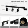 4 Way Spotlight Ceiling Light Rotatable, GU10 Industrial Ceiling Light Fitting Black Spot Light Bar Indoor Adjustable Light Ceiling Spot Lamp for Kitchen Bedroom Hallway, GU10 Bulb Not Included