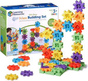 Gears Gears Gears, Deluxe Beginners Building Set, 100 Pieces, STEM Construction Toy for Kids, Develops Fine Motor Skills, Gifts for Boys & Girls Aged 3 4 5