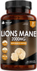 Lions Mane Mushroom Extract Supplement 2000mg - 180 High Strength Vegan Tablets with Black Pepper - (Not Powder or Capsules) Made in The UK by