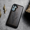 Wood Case for Galaxy S23 FE Case 2023 [Natural Wood & Black Soft TPU] Shockproof Protective Cover Unique Wooden Case Compatible with S23 FE Case (Viking Compass Vegvisir-Blackwood)