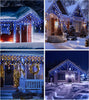 Icicle Outdoor Christmas Lights,10M/33FT 270 LED Icicle Lights with 45 Icicles,Blue White Fairy Twinkle Lights - IP44 Waterproof/Remote/8 Modes/Memory/Timer for Outside Eaves Xmas Roof Decorations