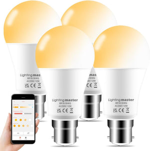 Alexa Light Bulbs 12W, Bluetooth Smart Bulb Warm White to Daylight Dimmable，B22 Bayonet Light Bulb with APP and Voice Control for Bedroom Kitchen Living Room (4 Packs)