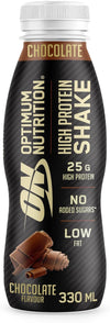 ON High Protein Shake Bottles, Ready to Drink Post Workout Snack, Low Fat and No Added Sugar, Muscle Growth and Support, Chocolate, 12 Shakes, 12x330ml