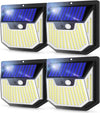 Solar Garden Lights Outdoor Super Bright Wireless Solar Wall Lights 270° Wide Angle Solar Motion Sensor Lights IP65 Waterproof Outside Solar Powered Flood Lighting for Fence Garden 4PACK