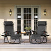 26" Zero Gravity Recliners Outdoor Adjustable Folding Reclining Lounge Chairs w/Pillows, Cup Holder Trays and Carry Strap for Patio Backyard Beach Navy Blue/Gray/Beige/Black Set of 2