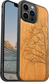 Magnetic Wood Case for iPhone 13 Pro Max Case [Hard Real Wood & Soft TPU] Shockproof Hybrid Protective Cover Unique & Classy Wooden Case Compatible with MagSafe (Eternal Tree-Cherry)