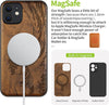 Magnetic Wood Case for iPhone 12 Case [Hard Real Wood & Soft TPU] Shockproof Protective Cover Unique & Classy Wooden Case Compatible with MagSafe (Wave Off Kanagawa-Walnut)