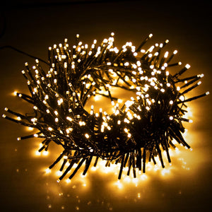 Christmas Tree Lights Cluster Lights 720 LED - 8 Hours On Timer, 8 Light Modes, Plug in, Waterproof Indoor & Outdoor Use – 720 LED / 9m Lit Length, Warm White