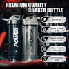 POWER Shaker Bottle For Protein Powder 700 ml (Pack Of 2) With Mixer Ball, BPA Free Leak Proof Screw On Lid, Secure Drink Flip Cap, Sports Gym Supplement Protein Shake Bottle (Black-Grey)