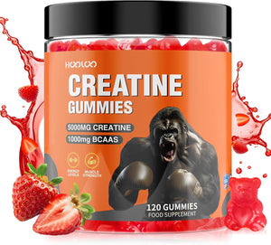 Creatine Gummies 5000mg Creatine Monohydrate with 1000mg BCAAs per Serving for Men & Women, Vegan & Sugar-Free, Easy Pre/Post Workout Gym Support for Performance and Muscle Power, 120 Count