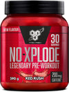 Nutrition N.O.-Xplode Pre Workout Powder Food Supplement, Energy and Focus Booster with Caffeine, Amino Acids, Vitamin C and Zinc, Red Rush Flavour, 30 Servings, 390 g