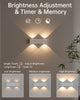 LED Wall Lights 4 Light Source, Wall Lamp Cordless & Rechargeable & 3 Dimmings, Wall Lamps for Living Room Bedroom Pictures Corridor, Warm White