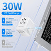 Worldwide Travel Adapter with USB C PD 30W Fast Charging, (3 USB C 2 USB-A) Universal Socket Dual 10A Fuses Surge Protection All In One International Adapter - EU UK US AU Plugs