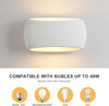 Wall Lights, Modern Large Plaster Wall Wash Lighting, 40W E27 ES, Indoor Wall Sconce Lamp with White Oval Ceramic Shade, Wall Mounted Light for Bedroom, Living Room, Hallway-Length 30CM