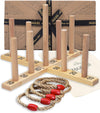 Quoits Garden Games | Outdoor Games | 5 Rope Quoits Ring Toss Game | Wooden Quoits Set | Family Lawn Games | 9 Pin