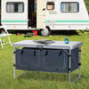 4ft Folding Camping Cupboard Kitchen, Height Adjustable Aluminium Camping Table with Storage, Lightweight Picnic Table for Outdoor Garden BBQ Party
